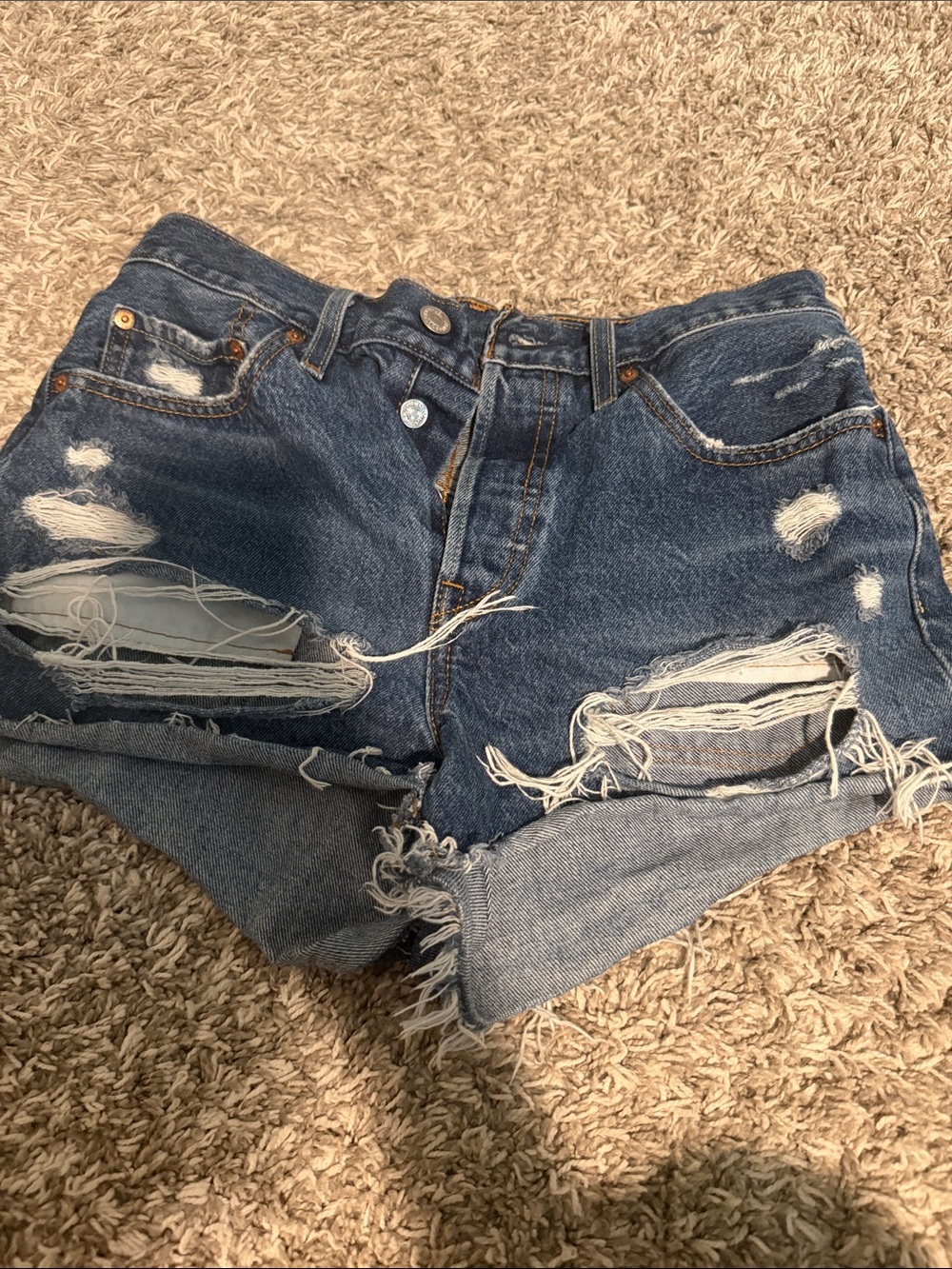 Levi's Distressed Blue Denim Cutoff Shorts
